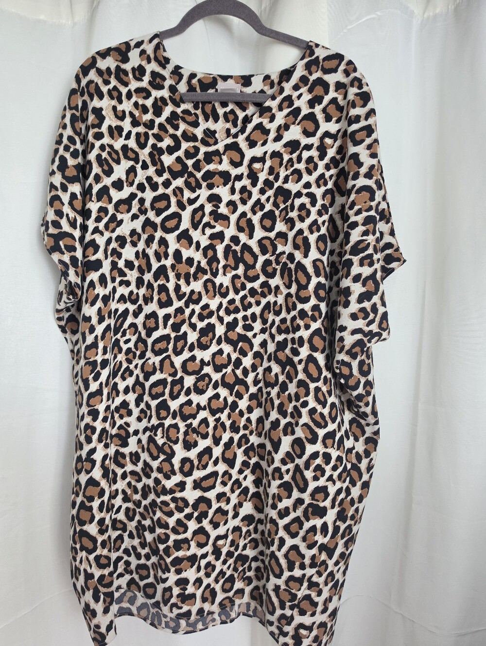 Leopard Print Women's Blouse - Taupe/Black